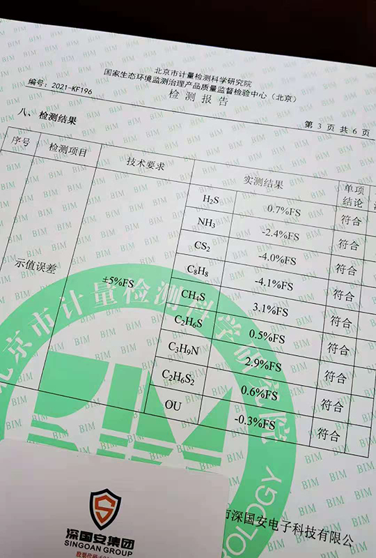 深囯安恶臭电子鼻CMA报告