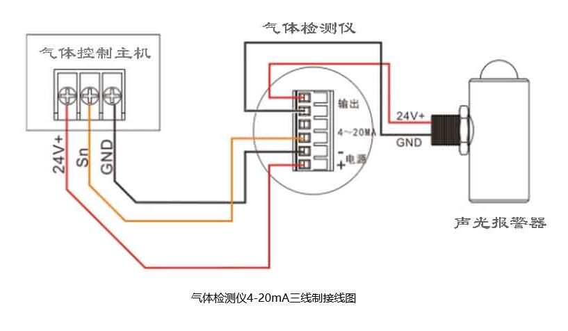 气体探测器4-20mA接线图