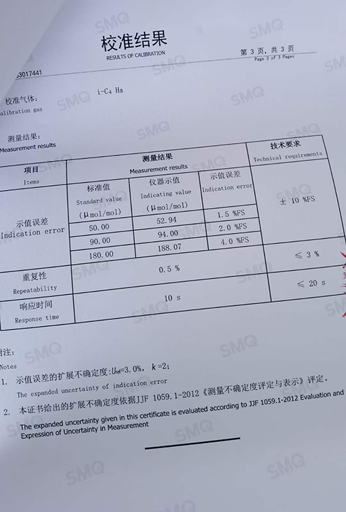 气体检测仪校准报告