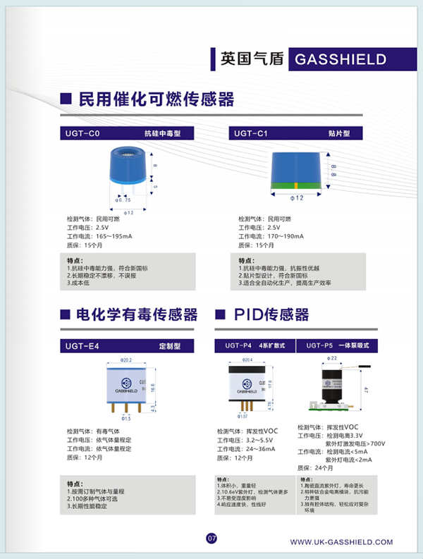 可燃气体传感器产品大全