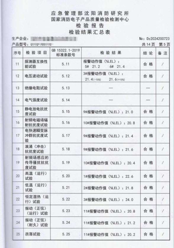 柴油传感器消防检测报告