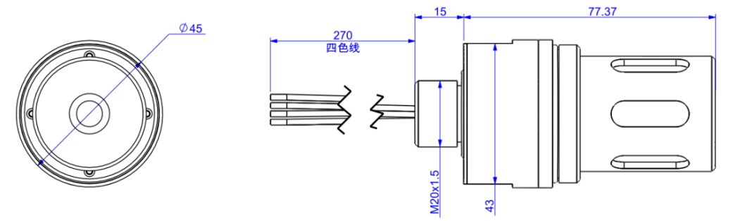 激光甲烷传感器尺寸图
